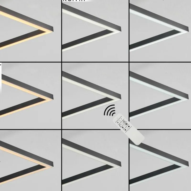 Luminaires Scandinaves-hofstein Plafonnier Oberegg LED Couleur bois, Noir, 1 lumière, Télécommandes