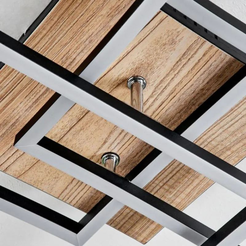 Luminaires Scandinaves-hofstein Plafonnier Oberegg LED Couleur bois, Noir, 1 lumière, Télécommandes