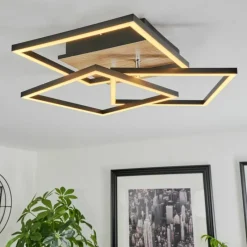 Luminaires Scandinaves-hofstein Plafonnier Oberegg LED Couleur bois, Noir, 1 lumière, Télécommandes