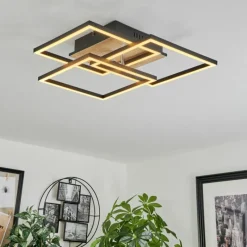 Luminaires Scandinaves-hofstein Plafonnier Oberegg LED Couleur bois, Noir, 1 lumière, Télécommandes