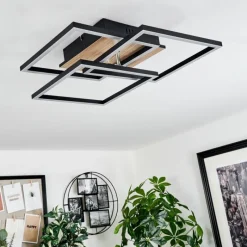 Luminaires Scandinaves-hofstein Plafonnier Oberegg LED Couleur bois, Noir, 1 lumière, Télécommandes