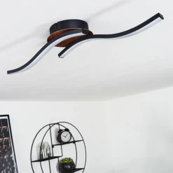 hofstein Plafonnier Odda LED Couleur bois, Noir, 2 lumières