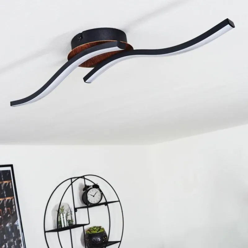 hofstein Plafonnier Odda LED Couleur bois, Noir, 2 lumières