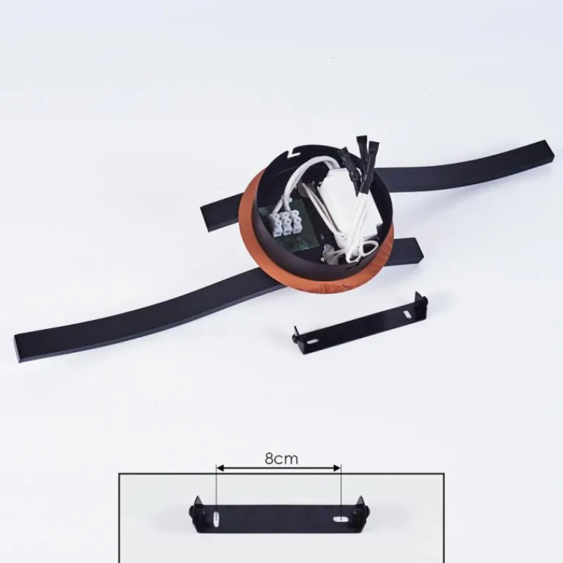 hofstein Plafonnier Odda LED Couleur bois, Noir, 2 lumières