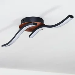 hofstein Plafonnier Odda LED Couleur bois, Noir, 2 lumières