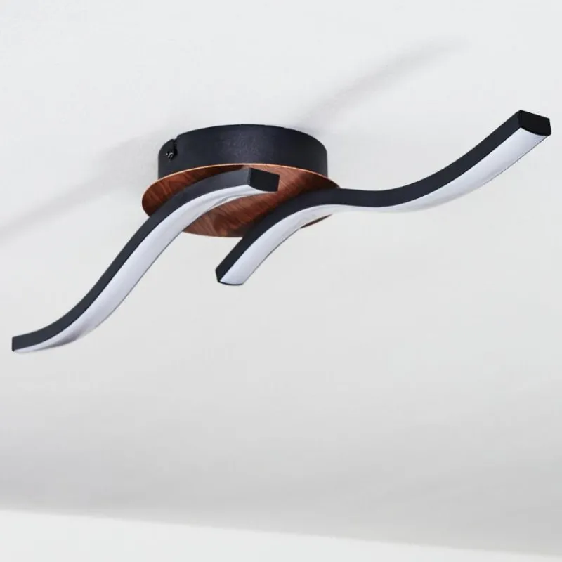 hofstein Plafonnier Odda LED Couleur bois, Noir, 2 lumières