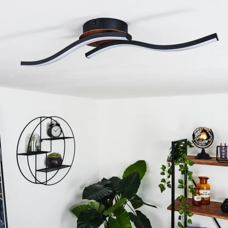 hofstein Plafonnier Odda LED Couleur bois, Noir, 2 lumières