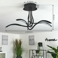 hofstein Plafonnier Oetling LED Noir, 1 lumière