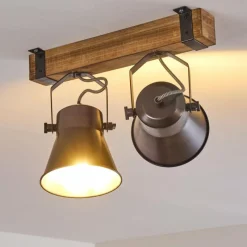 Lampes Vintages & Rétros-hofstein Plafonnier Oksbol Bois clair, 2 lumières