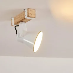 Lampes Vintages & Rétros-hofstein Plafonnier Oksbol Bois clair, Blanc, 1 lumière