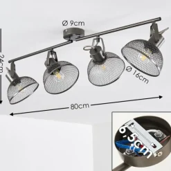 Lampes Vintages & Rétros-hofstein Plafonnier Oksevej Argenté, 4 lumières