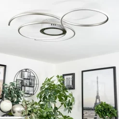 hofstein Plafonnier Olok LED Argenté, Blanc, 1 lumière, Télécommandes