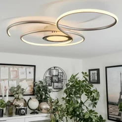 hofstein Plafonnier Olok LED Argenté, Blanc, 1 lumière, Télécommandes