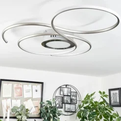 hofstein Plafonnier Olok LED Argenté, Blanc, 1 lumière, Télécommandes