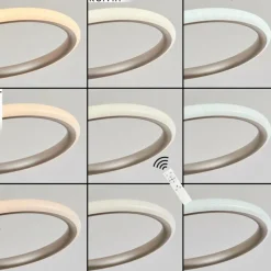 hofstein Plafonnier Olok LED Nickel mat, 1 lumière, Télécommandes