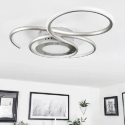 hofstein Plafonnier Olok LED Nickel mat, 1 lumière, Télécommandes