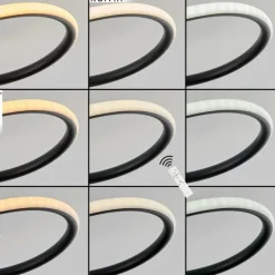 hofstein Plafonnier Olok LED Noir, 1 lumière, Télécommandes