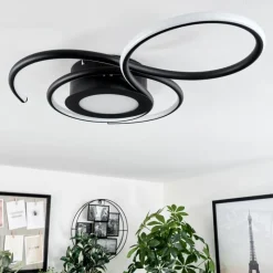 hofstein Plafonnier Olok LED Noir, 1 lumière, Télécommandes