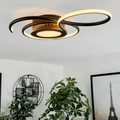 hofstein Plafonnier Olok LED Noir, 1 lumière, Télécommandes