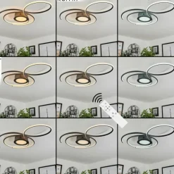 hofstein Plafonnier Olok LED Noir, 1 lumière, Télécommandes