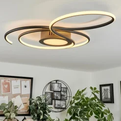 hofstein Plafonnier Olok LED Noir, 1 lumière, Télécommandes