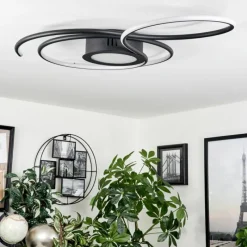 hofstein Plafonnier Olok LED Noir, 1 lumière, Télécommandes