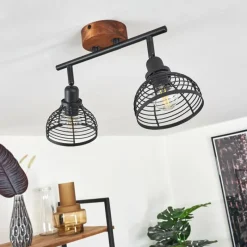 Lampes Industrielles-hofstein Plafonnier Omba Bois foncé, Noir, 2 lumières