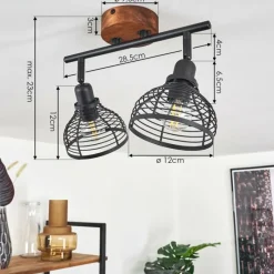 Lampes Industrielles-hofstein Plafonnier Omba Bois foncé, Noir, 2 lumières