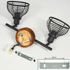 Lampes Industrielles-hofstein Plafonnier Omba Bois foncé, Noir, 2 lumières