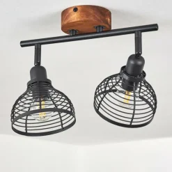 Lampes Industrielles-hofstein Plafonnier Omba Bois foncé, Noir, 2 lumières