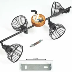 Lampes Industrielles-hofstein Plafonnier Omba Bois foncé, Noir, 4 lumières