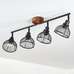Lampes Industrielles-hofstein Plafonnier Omba Bois foncé, Noir, 4 lumières