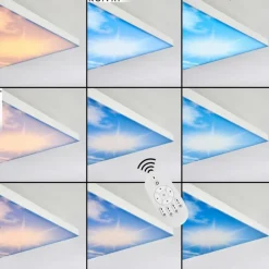 hofstein Plafonnier Onlaj LED Blanc, 1 lumière, Télécommandes