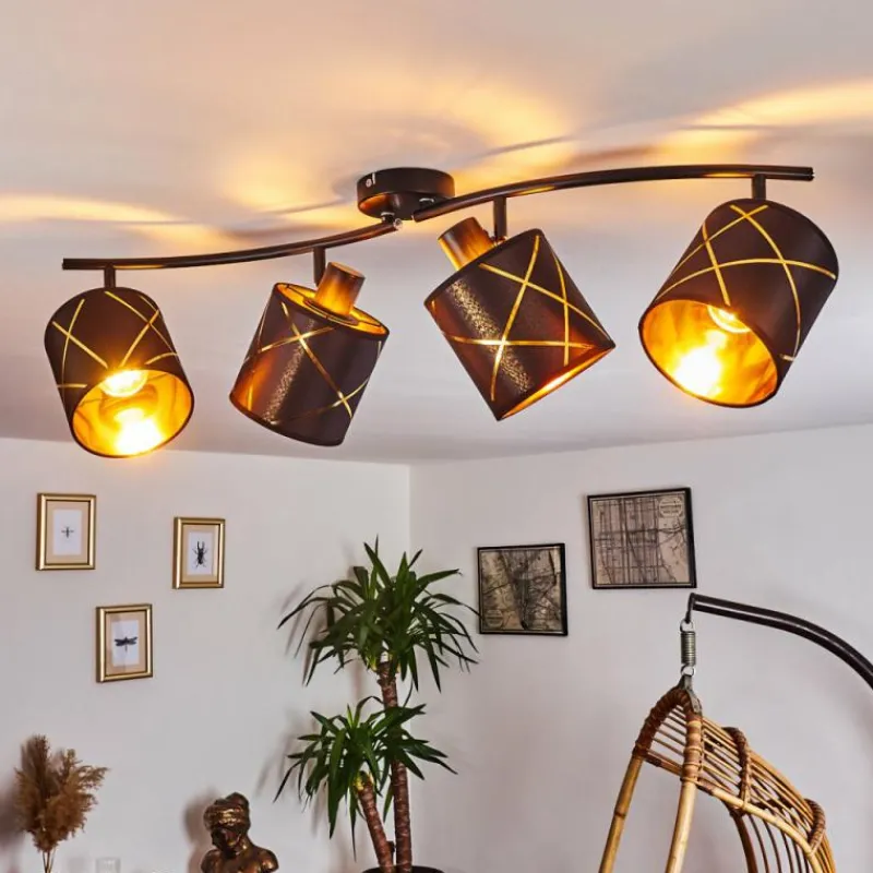 Lampes Dorées-hofstein Plafonnier Opatija Noir, 4 lumières