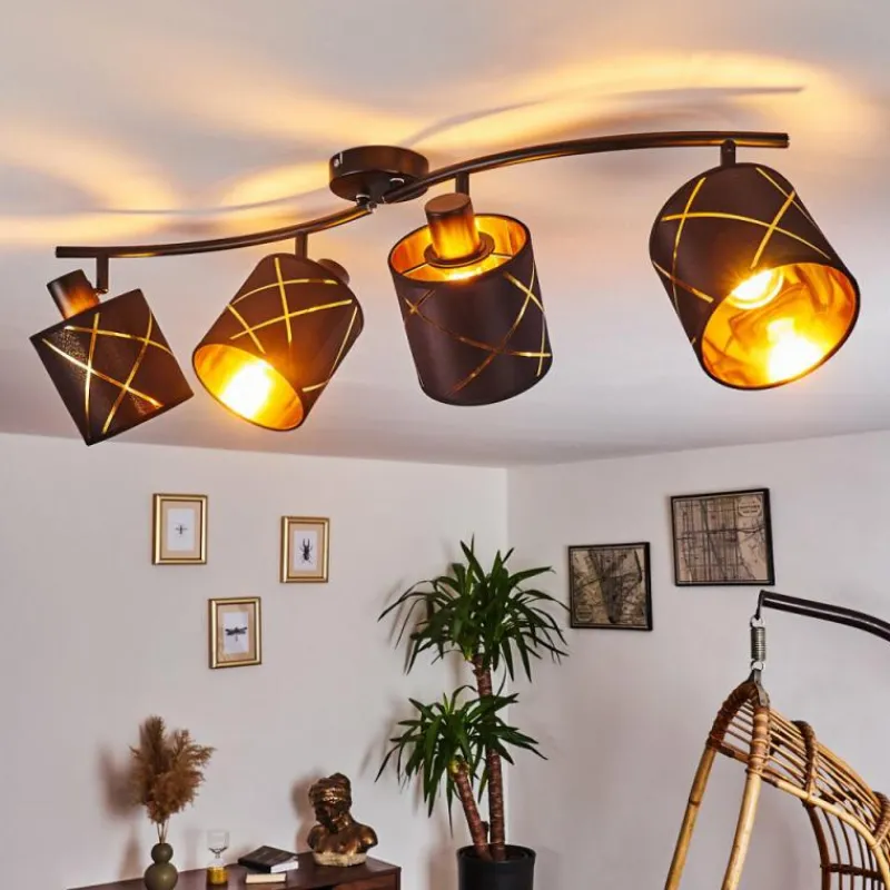 Lampes Dorées-hofstein Plafonnier Opatija Noir, 4 lumières