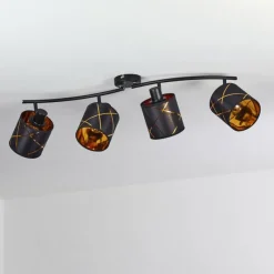 Lampes Dorées-hofstein Plafonnier Opatija Noir, 4 lumières