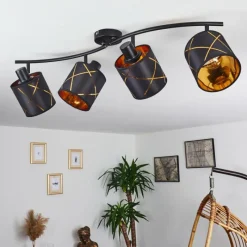 Lampes Dorées-hofstein Plafonnier Opatija Noir, 4 lumières