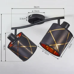 Lampes En Tissu-hofstein Plafonnier Opatija Noir, 2 lumières