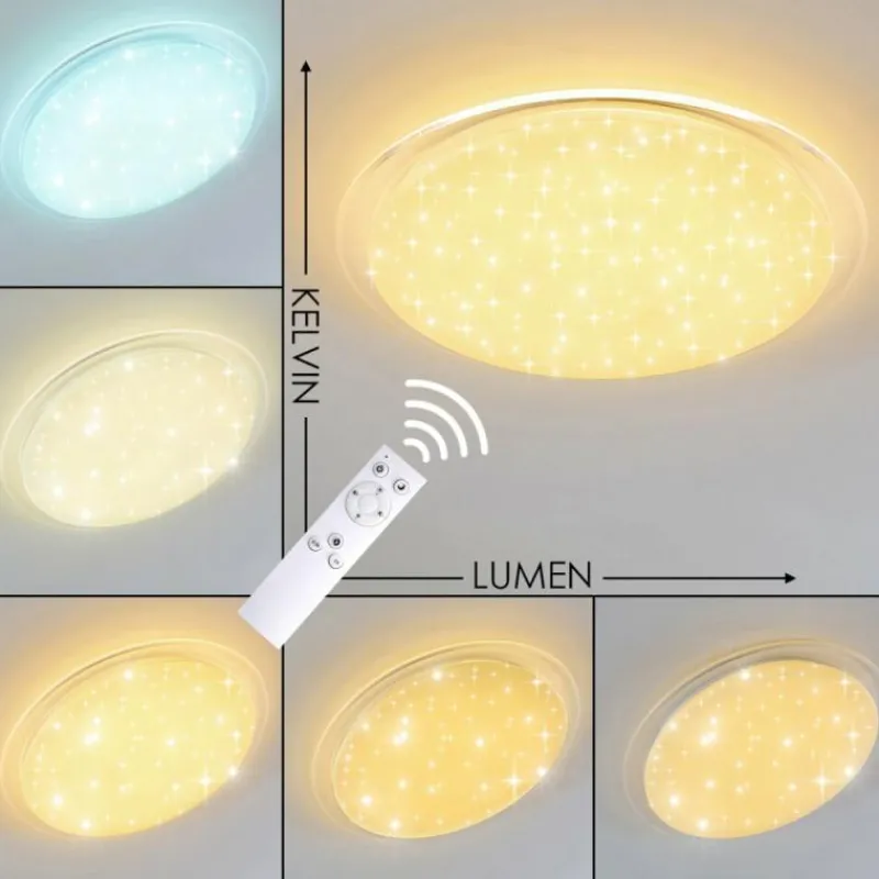hofstein Plafonnier Oranki LED Blanc, 1 lumière, Télécommandes