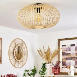 Style Boho-Chic-hofstein Plafonnier Oravi Bois clair, 1 lumière