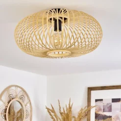 Style Boho-Chic-hofstein Plafonnier Oravi Bois clair, 1 lumière