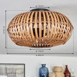 Luminaires Scandinaves-hofstein Plafonnier Oravi Brun foncé, Écru, Noir, 3 lumières