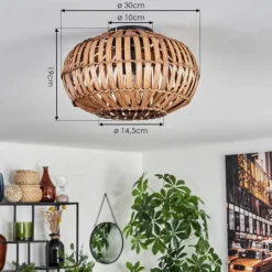 Luminaires Scandinaves-hofstein Plafonnier Oravi Brun foncé, Écru, Noir, 1 lumière