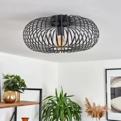 Style Boho-Chic-hofstein Plafonnier Oravi Noir, 1 lumière