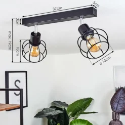 hofstein Plafonnier Orkanger Chrome, Noir, 2 lumières