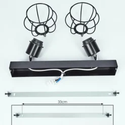 hofstein Plafonnier Orkanger Chrome, Noir, 2 lumières