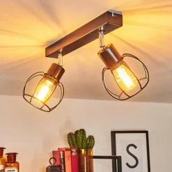 hofstein Plafonnier Orkanger Chrome, Noir, 2 lumières