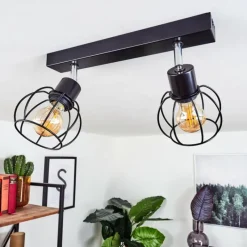 hofstein Plafonnier Orkanger Chrome, Noir, 2 lumières