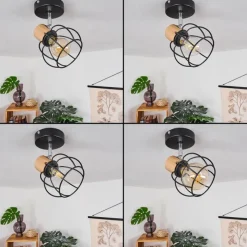 Lampes Vintages & Rétros-hofstein Plafonnier Orkanger Chrome, Noir, 1 lumière