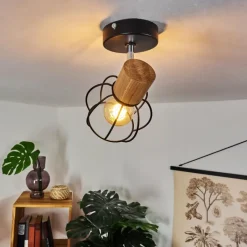 Lampes Vintages & Rétros-hofstein Plafonnier Orkanger Chrome, Noir, 1 lumière